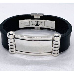 Tiffany & Co Silver Black Wide Rubber Picasso Bangle Bracelet 6.5" Wrist
